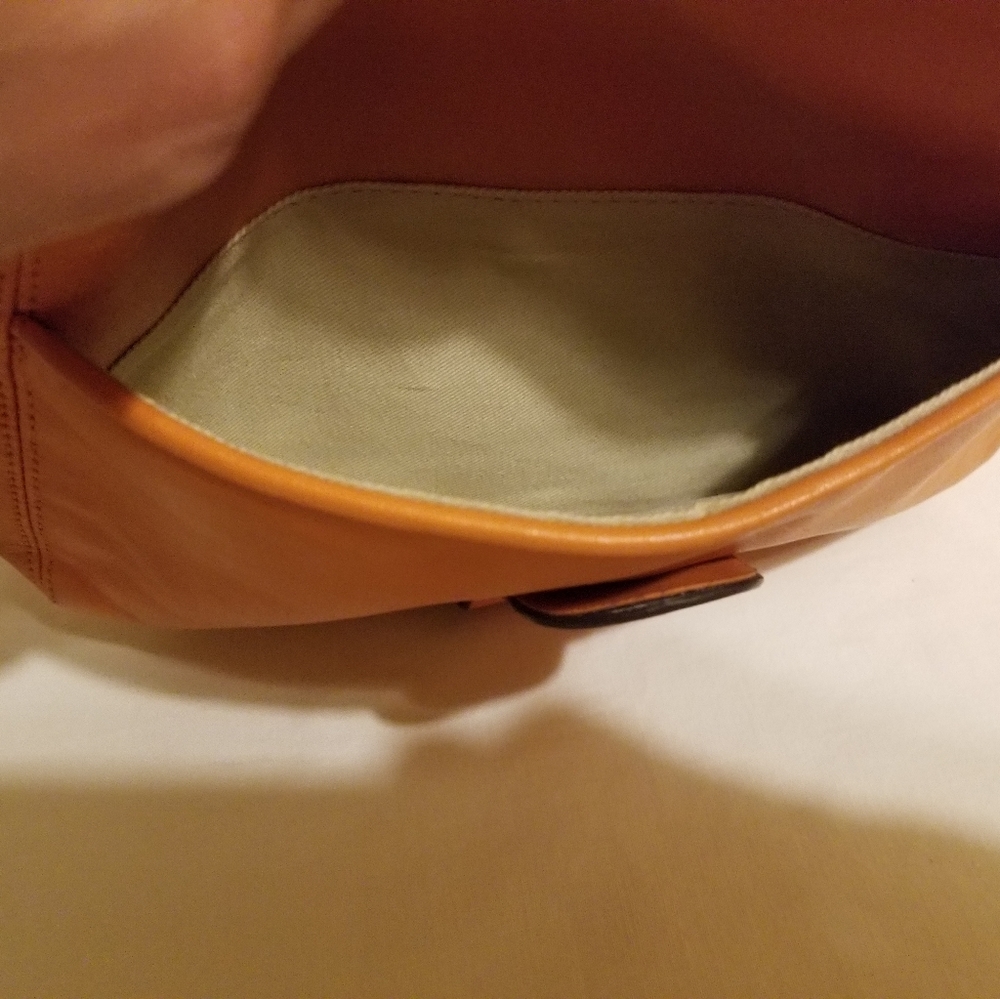 ANN TAYLOR Purse Orange Leather Hobo - Picture 6 of 9